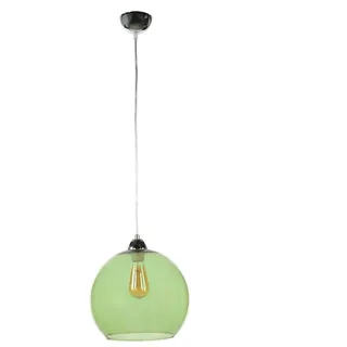 Licht-Erlebnisse Pendelleuchte BILBAO, ohne Leuchtmittel, Hängelampe Grün Glas Chrom zeitlos Kugel Schirm Esszimmer Küche grün