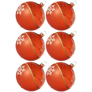 Weihnachtsbaumkugel Weihnachtskugel-Set Kristallwelle, orange (6 St), mundgeblasen, handdekoriert orange