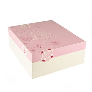 Papstar 60 Stück Tortenkartons aus Pappe mit Deckel, eckig 30 x 30 x 13 cm weiss/rosa  Lovely Flowers
