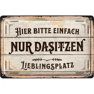 LANOLU Retro Blechschild LIEBLINGSPLATZ Schild - Outdoor Garten Deko Garten Vintage Schilder - Chill Lounge Gartendeko - Wanddeko Garten Schild aus Metall, 20x30cm