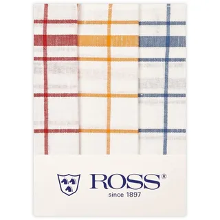 Ross 3er Pack Halbleinen-Geschirrtücher Karo 50x70 cm
