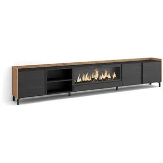 SKRAUT HOME Lowboard 315x61x35 cm Schwarz Eiche Holzwerkstoff