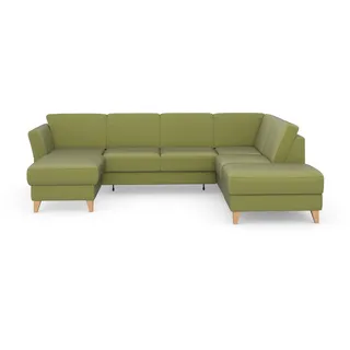 sit&more Wohnlandschaft SIT & MORE "Visby U-Form", grün, B:303cm H:87cm T:213cm, Sofas, Wohnlandschaft, wahlweise mit Bettfunktion und Stauraum, frei im Raum stellbar