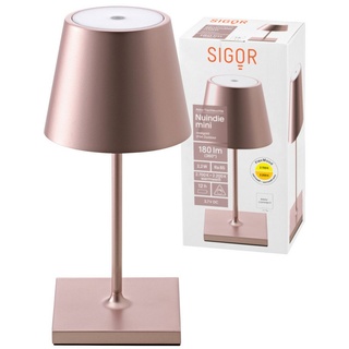 SIGOR LED Tischleuchte stilvolle Mini Akku-Tischlampe, LED fest integriert, Warmweiß, Extra-Warmweiß, elegante, kabellose Schreibtischlampe, 25x10x10 cm rosa FORMALISTA