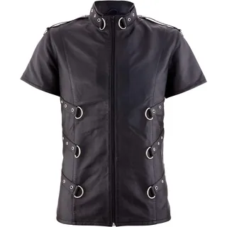 The Black Rose - Lederhemd Sinan - Nappaleder - Schwarz - D-Ring - Metal - Punk - Gothic, Schwarz, M - M