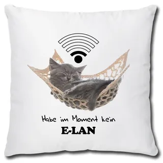 TRIOSK Kissen mit Katze Katzenmotiv Kein Elan Spruch lustig Katzen Geschenk für Katzenliebhaber Frauen Mädchen Freundin Dekokissen 40x40