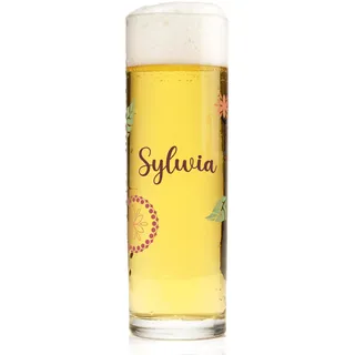 Herz & Heim® Kölsch Bierglas personalisiert mit Aufdruck – 200 ml Kölschglas mit Name, Alter & Wunschtext – Kölsch Glas als Geburtstag Geschenk für Männer, Frauen & Köln Fans (Blumen)