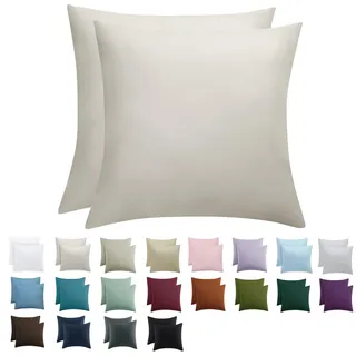 Tifschlaf Kissenbezug 80x80 2er Set - Kopfkissenbezug 80 x 80 Beige mit Reißverschluss aus Mikrofaser Weich, 80x80cm Cream Pillow Case