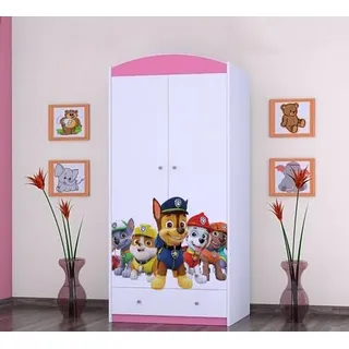 BDW - Kinder Kleiderschrank - Kinderschrank Super Hunde Motiv - Aufbewahrungsschrank für Jugendzimmer, Kinderzimmer - Drucke aus sicheren Farben - 187x88x54cm - Rosa - Das Team