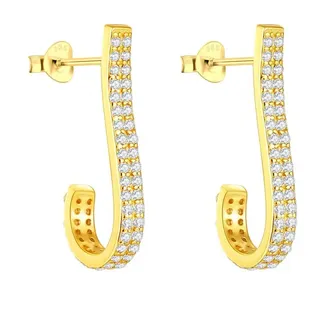 LÖB Paar Ohrstecker 925 Silber Ohrringe Hängend Tropfen Zirkonia weiß Ohrstecker 585 Gold (Geschenke für Frauen Beste Freundin Mutter Mama Damen zum Geburtstag Weihnachten Weihnachtsgeschenke), Glitzer Strass Steine Elegant vergoldet Brautschmuck Tropfenform goldfarben
