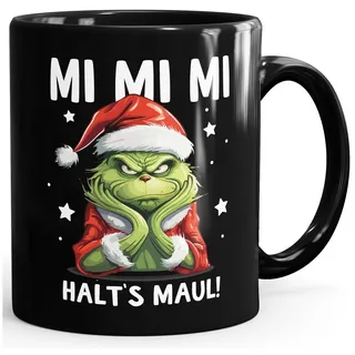 MoonWorks Tasse Grinch Tasse Anti Weihnachten Spruch Ironie Sarkasmus lustige, Keramik schwarz