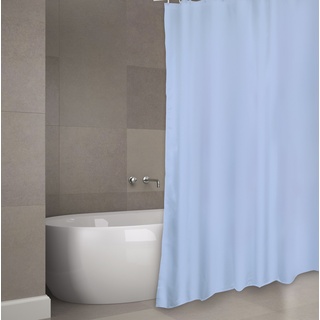 MSV Cotexsa by Premium Anti-Schimmel Textil Duschvorhang - Anti-Bakteriell, waschbar, 100% wasserdicht, mit 12 Duschvorhangringen - Polyester, „Uni“ 180x200cm – Made in Spain - (Blau)