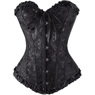 KUOSE Damen Vollbrust Corsage Bauchweg Korsage Top Übergrößen Schwarz - S