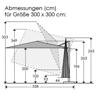 Schneider Schirme Ampelschirm Rhodos Twist 300 x cm Polyester Grau Anthrazit