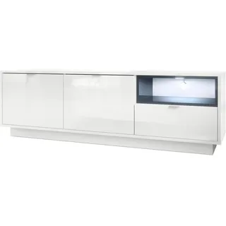 Vladon Metro Lowboard 153 cm Grau Hochglanz/Weiß Hochglanz Aluminium/MDF/Spanplatte