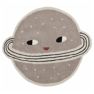 Kinderteppich Mini Teppich Planet Rug, OYOY, 100 x 116 cm Grau Wolle Baumwolle Kinderteppich Spielteppich grau