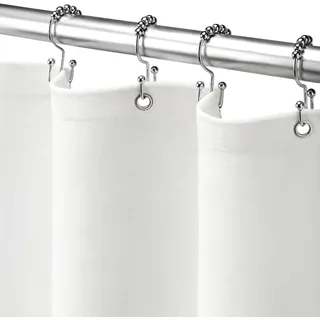 Awellife Duschvorhang, extra lang, 244 cm, Leinen, strukturiert, Boho-Stil, Bauernhaus-Stil, Duschvorhänge für Badezimmer, Stofffutter, extra lang 182,9 x 243,8 cm (B x L), Weiß