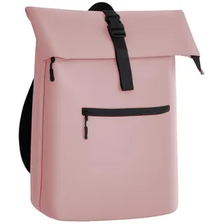 Gloop Rolltop Rucksack Wasserdicht für Damen & Herren, Großkapazitärer Rucksack, Klassisches Design mit Funktionalität, Elegant Reiserucksack Daypack für Reisen, Radfahren (Altpink)