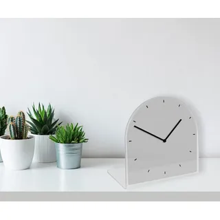 queence Tischuhr Helene Tisch, Uhr, modern, geräuschlos silberfarben|weiß