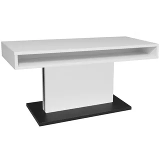 Mid.you Couchtisch Lift Couchtisch, Schwarz, Weiß, Metall, Holzwerkstoff, rechteckig, eckig, 58-77x60x110 cm, DIN EN ISO 9001, höhenverstellbar, offenes Fach, Wohnzimmer, Wohnzimmertische, Couchtische, Couchtische höhenverstellbar