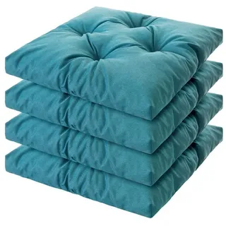 Hobbygarden Stuhlkissen Sitzkissen 45x45cm wasserdichtes Stuhlkissen für Gartenstühle Sessel, 6 cm Polsterung, wetterfest, Outdoor & Indoor geeignet blau