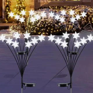 Ninonly Solarlampen für Außen Garten, 4 Stück 32 LED Schneeflocken Weihnachtsbeleuchtung Außen, Wasserdicht Weihnachtsdeko Outdoor, Solarleuchten Garten Deko für Weihnachten Rasen Draußen