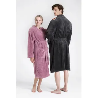 Unisex-Bademantel OTTO HOME "Lillou Kimono, ideal für Sauna & Spa, Hotelbademantel, Morgenmantel" Gr. M, lila (mauve), L:110cm, Microfaser, Hausmäntel, kuschelig weicher Fleece, plüsch, für Damen und Herren, XS-3XL