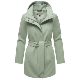 Marikoo Damen Übergangsmantel (XS-3XL) - Eleganter Mantel mit Taillengürtel, abnehmbarer Kapuze, 2-Wege-Reißverschluss, Warme Jacke Frauen - N047 (XL, Sm-Mint) - XL