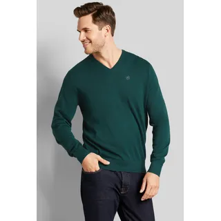 V-Ausschnitt-Pullover BUGATTI Gr. M, grün (flaschengrün) Herren Pullover V-Ausschnitt-Pullover mit V-Ausschnitt