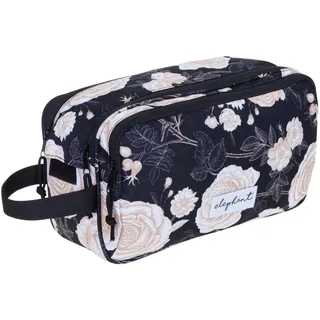 Elephant Gin Kulturbeutel Damen Kosmetiktasche Elephant Reise Travel Black Flower 13022