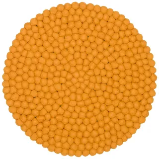 myfelt Stuhlkissen Filzkugel Sitzauflage ⌀ 36 cm, beidseitig verwendbar, 100 % Schurwolle gelb
