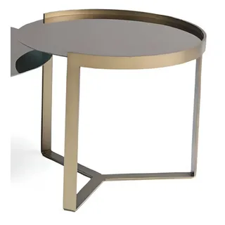JVmoebel Beistelltisch JVMoebel Beistelltisch in Gold mit Metallrahmen und Glasplatte (1-St), Made in Europa grau