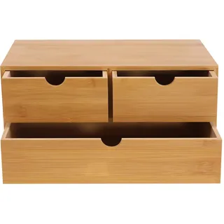 Schubladenbox Holz,Aufbewahrungsbox Holz,Bambus Schreibtisch Organizer Mit 3 Schubladen,Umweltfreundlich,Vormontiert,Platzsparend FüR BüRo Schlafzimmer Wohnzimmer