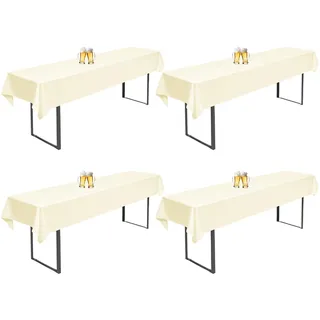 4 Stück Biertisch Tischdecke Beige für 50cm u.70cm Biertische Hussen für Biertisch Biertischhussen Rechteckige Tischdecken Waschbar 110x260cm (Beige)