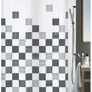 Spirella Duschvorhang Part 180 x 200 cm Weiß/Grau/Schwarz