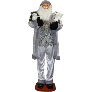 XXL Weihnachtsmann 180cm silber Deko Figur stehend Weihnachten Nikolaus Santa