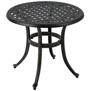 COSTWAY Gartentisch, aus Aluminiumguss, 60 x 53 cm rund, braun braun