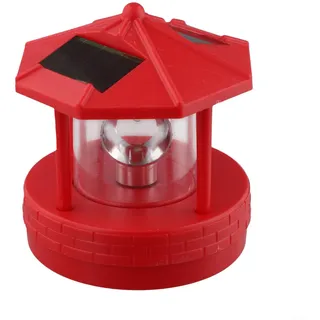 Solarbetriebenes rotierendes Leuchtturm-Licht für Gärten, wasserdichte Outdoor-Straßenbeleuchtungslösung (rot)