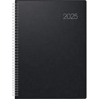 BRUNNEN Buchkalender Modell 787 (2025), 1 Seite = 1 Tag, A4, 416 Seiten, Balacron-Einband, schwarz