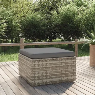 Gartenhocker Mit Kissen Grau 55x55x30 Cm Poly Rattan