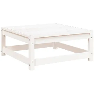 vidaXL Gartenhocker, Modular Gartenmöbel Lounge mit Latten-Design, Sitzhocker Hocker für Garten Terrasse Balkon, Holzhocker Fußhocker, Weiß Massivholz Kiefer