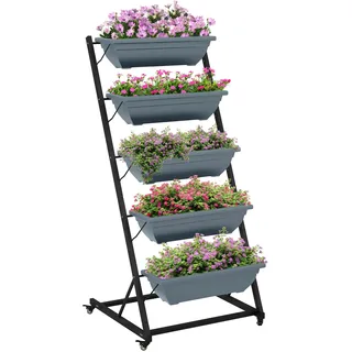 Outsunny Pflanzenständer mit 5 Etagen 65 x 67 x 145 cm Grau