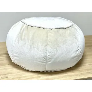 KAYOOM Pouf TAJ MAHAL Orientalisch Rund Hocker Samt Creme Beige 60cm Ø NEU