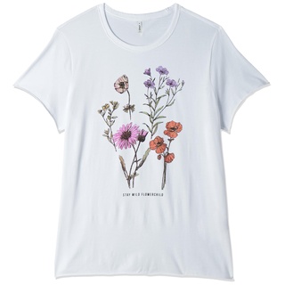 ONLY Damen Onllucy Reg S/S Top Jrs Noos, Bright White/Print:flowerchild, XS