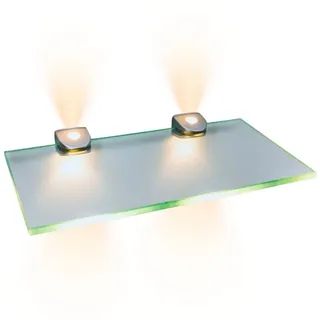kalb LED Glaskantenbeleuchtung LED Glasregal Hängeregal Wandboard Wandregal Regal beleuchtet, Set - 300mm, warmweiß grau