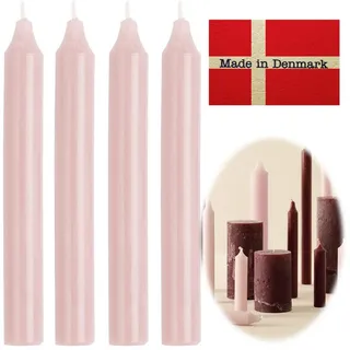 LS-LebenStil Tafelkerze Exklusive Stabkerzen Ribe Rustik 4 ́er Set Hellrosa 18x2,2cm (Made in Denmark - iB Laursen Denmark - Unparfümiert Spitzkerzen Tafelkerzen, 4-tlg., für Tischdeko Hochzeit Taufe Advent Weihnachten) rosa