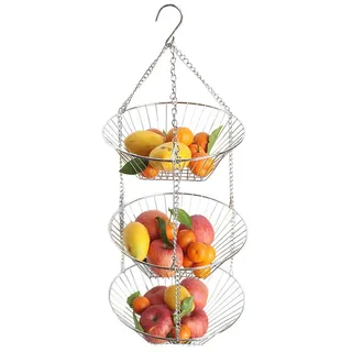 Metall zum Aufhängen Obstkorb, Edelstahl 3-lagige Obst Gemüse Display Ständer Halter