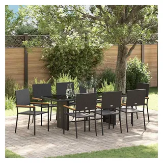 vidaXL Garten Essgruppe 9-tlg. Schwarz