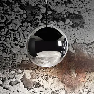 Pendelleuchte Tom Dixon, Mirror Ball, dimmbar, Metallisch, für Wohnzimmer, Kunststoff, Design