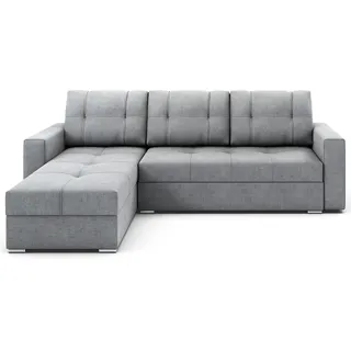 Grekpol- Ecksofa mit Schlaffunktion Couchgarnitur Eckcouch Sofa Sofagarnitur Bettsofa L-Form Couch Schlafsofa Stoff Lars - FARO (Grau (Lars 90), Universal)